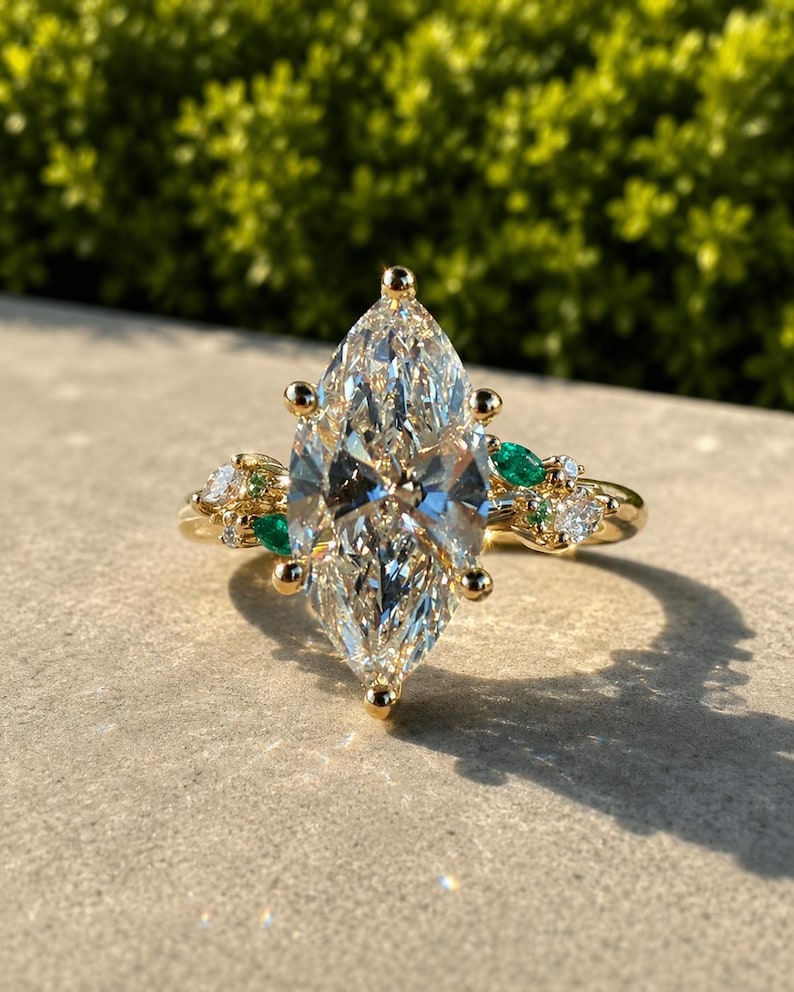 Nature Inspired Marquise Cut Lab Grown Diamond Engagement Ring