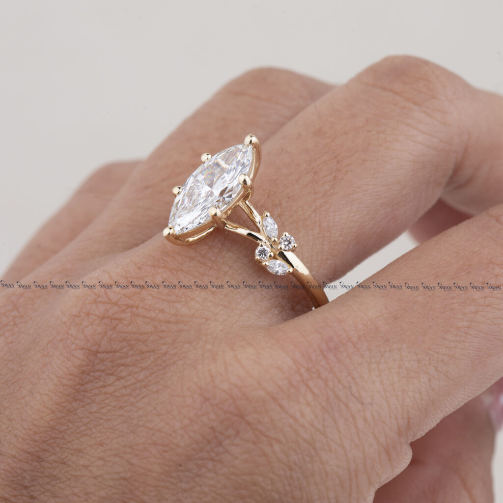Nature Inspired Marquise Lab Grown Diamond Engagement Ring For Women