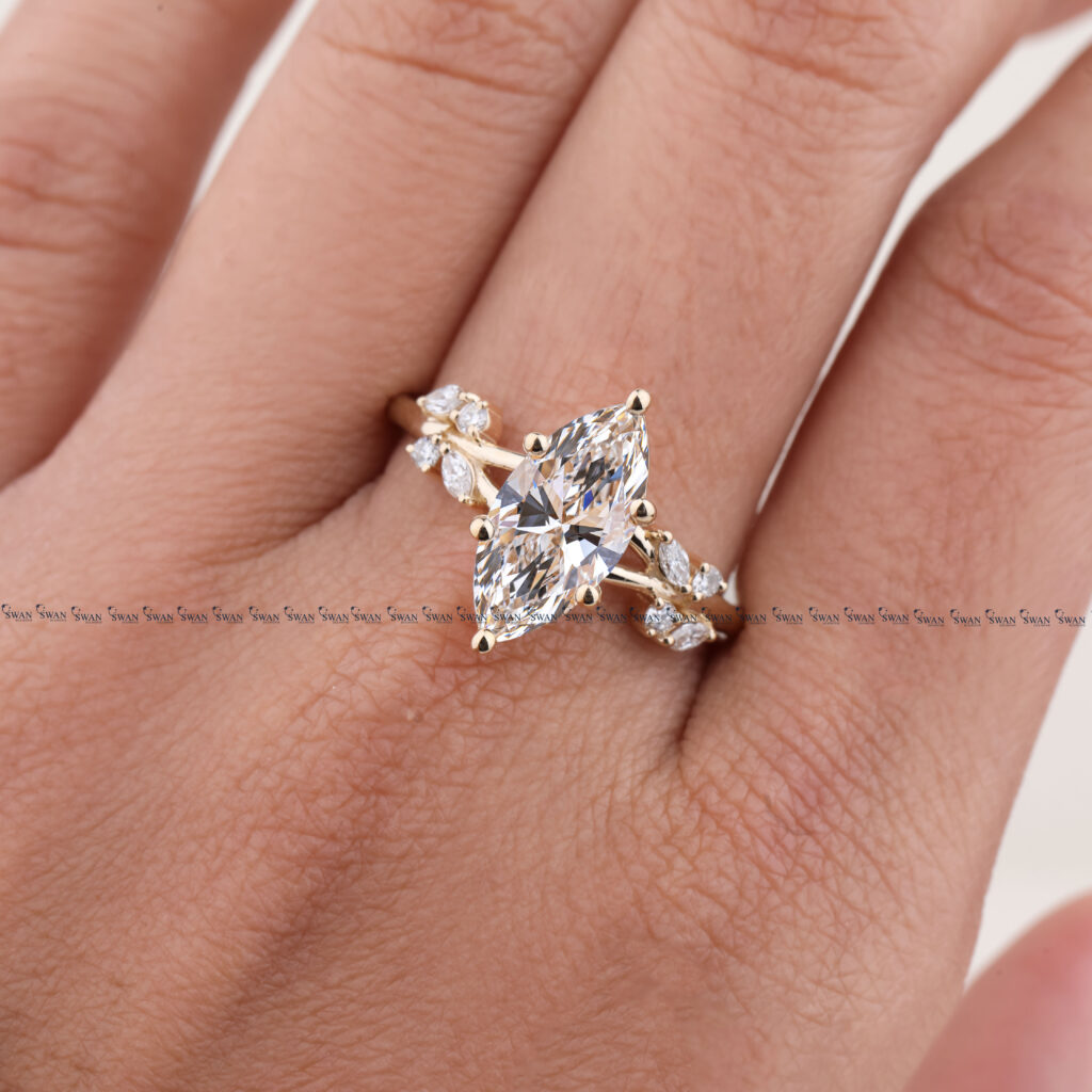 Nature Inspired Marquise Lab Grown Diamond Engagement Ring For Women