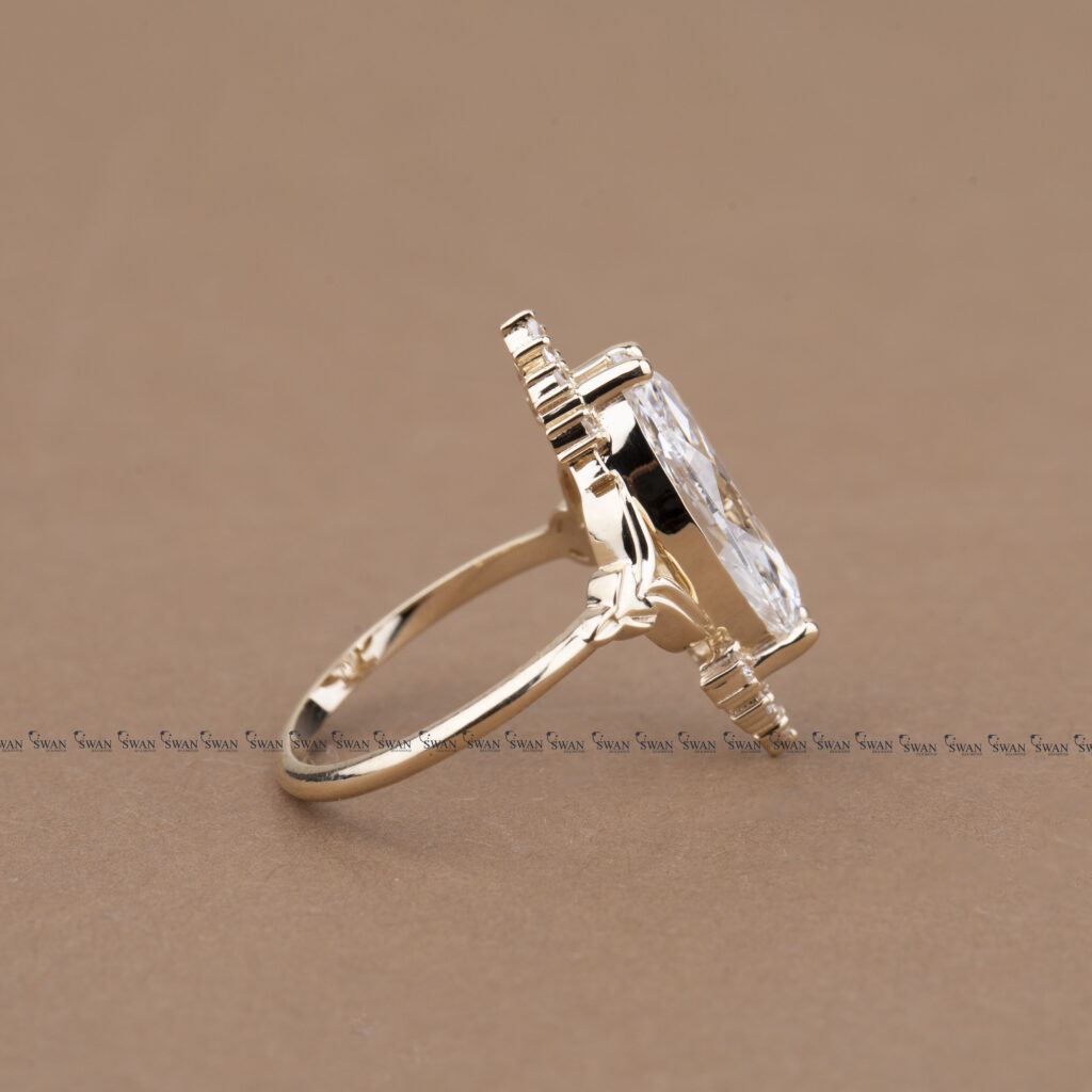Vintage IGI Certified Marquise Cut Lab Grown Diamond Diamond Engagement Ring