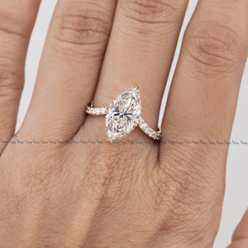 Marquise Cut IGI Certified Lab Grown Diamond Engagement Ring