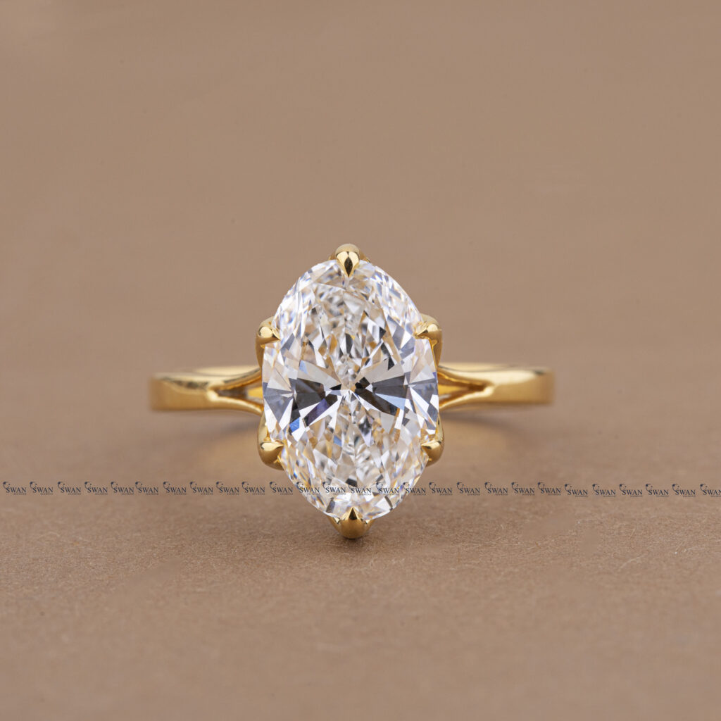 IGI Certified Oval Lab Grown Diamond Solitaire Tulip Set Solitaire Engagement Ring