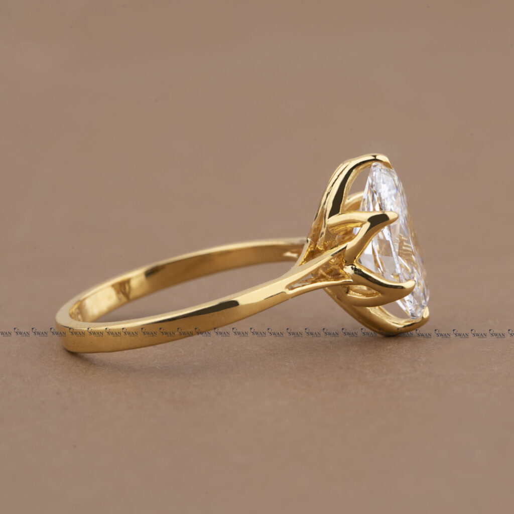 IGI Certified Oval Lab Grown Diamond Solitaire Tulip Set Solitaire Engagement Ring