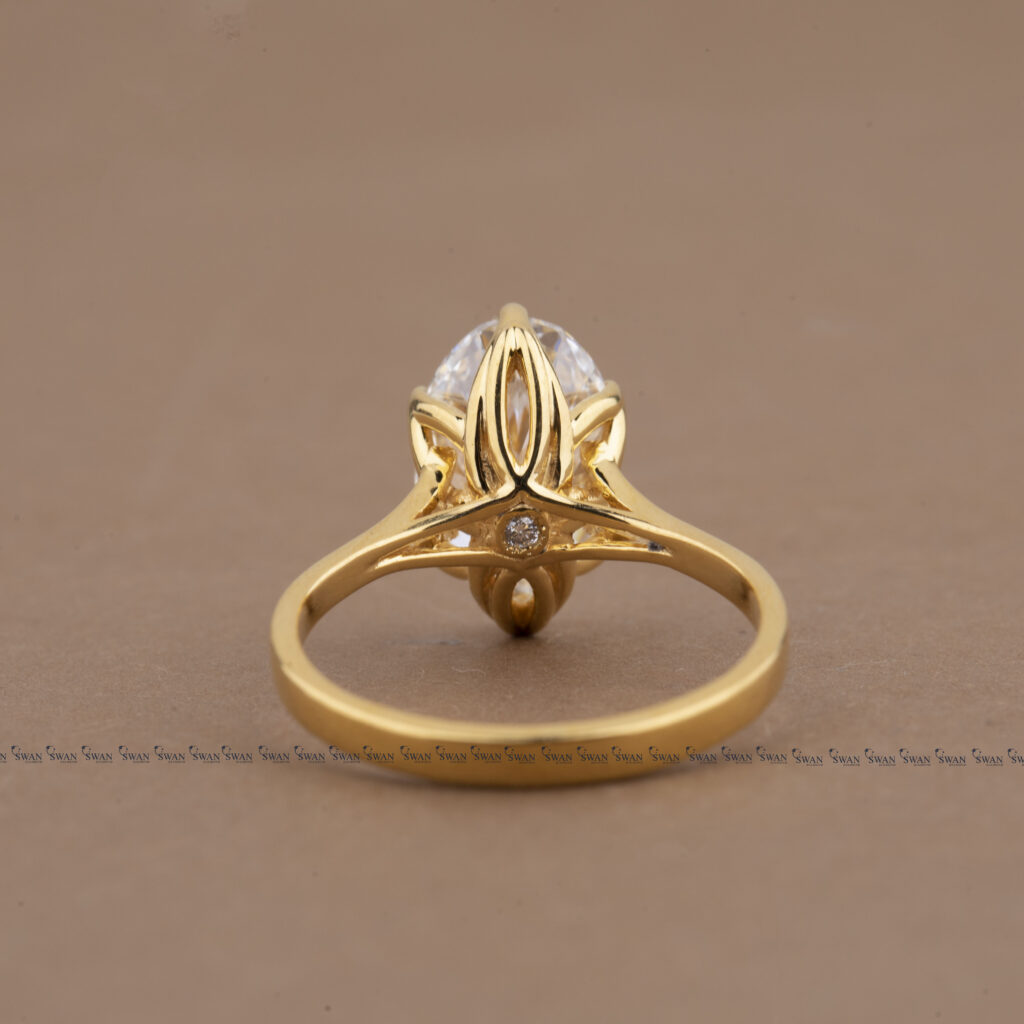 IGI Certified Oval Lab Grown Diamond Solitaire Tulip Set Solitaire Engagement Ring