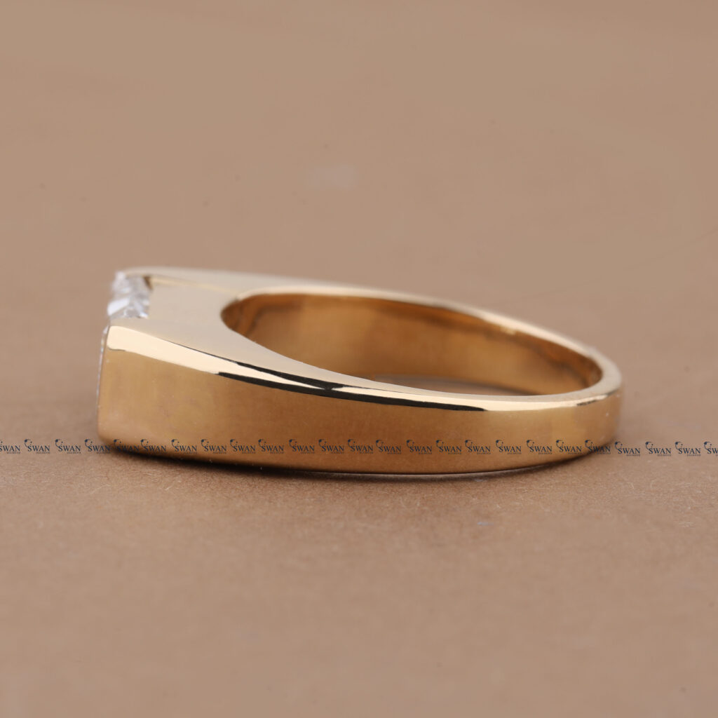 East West Radiant Cut IGI Certified Lab Grown Diamond Ring For Men With Hidden Initial