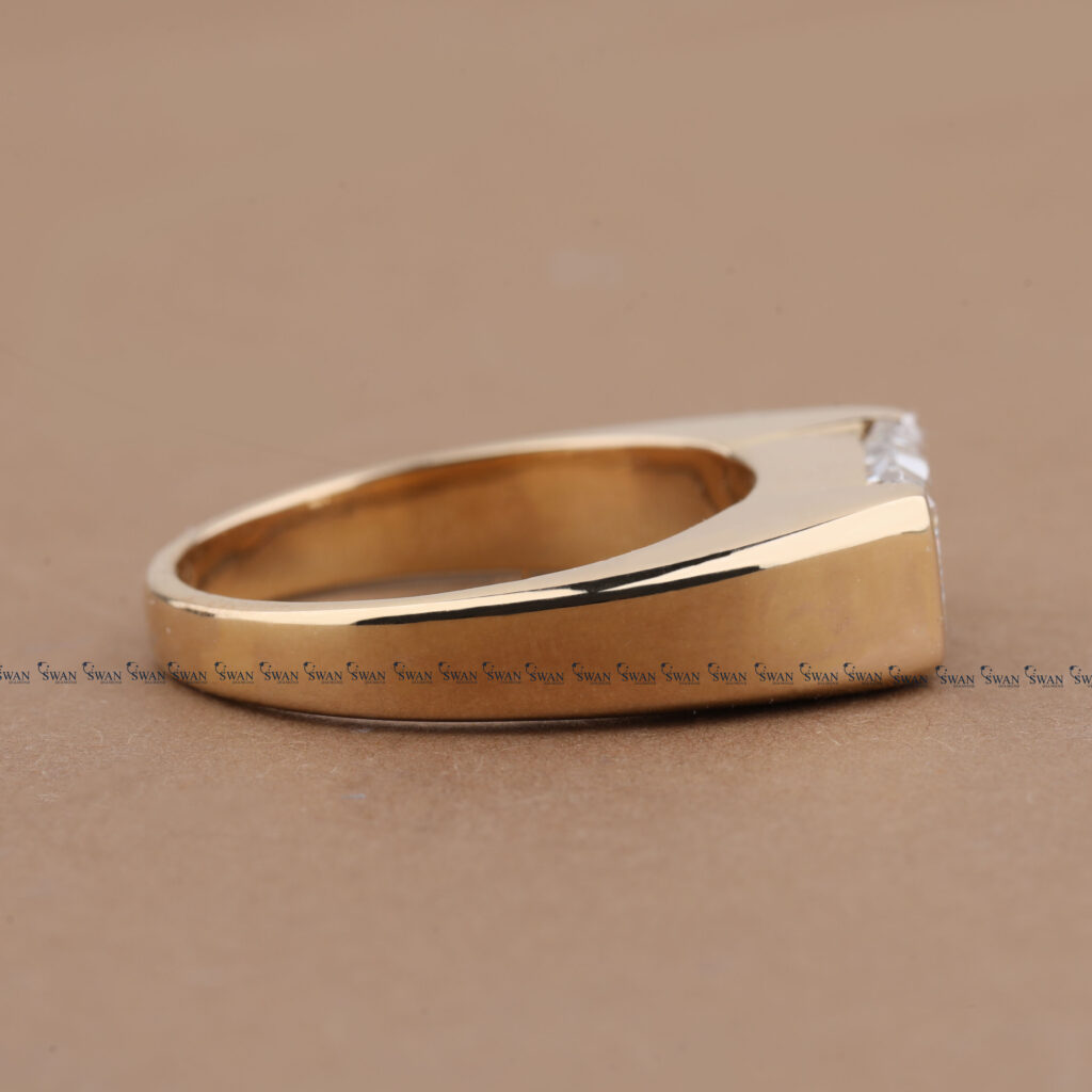 East West Radiant Cut IGI Certified Lab Grown Diamond Ring For Men With Hidden Initial
