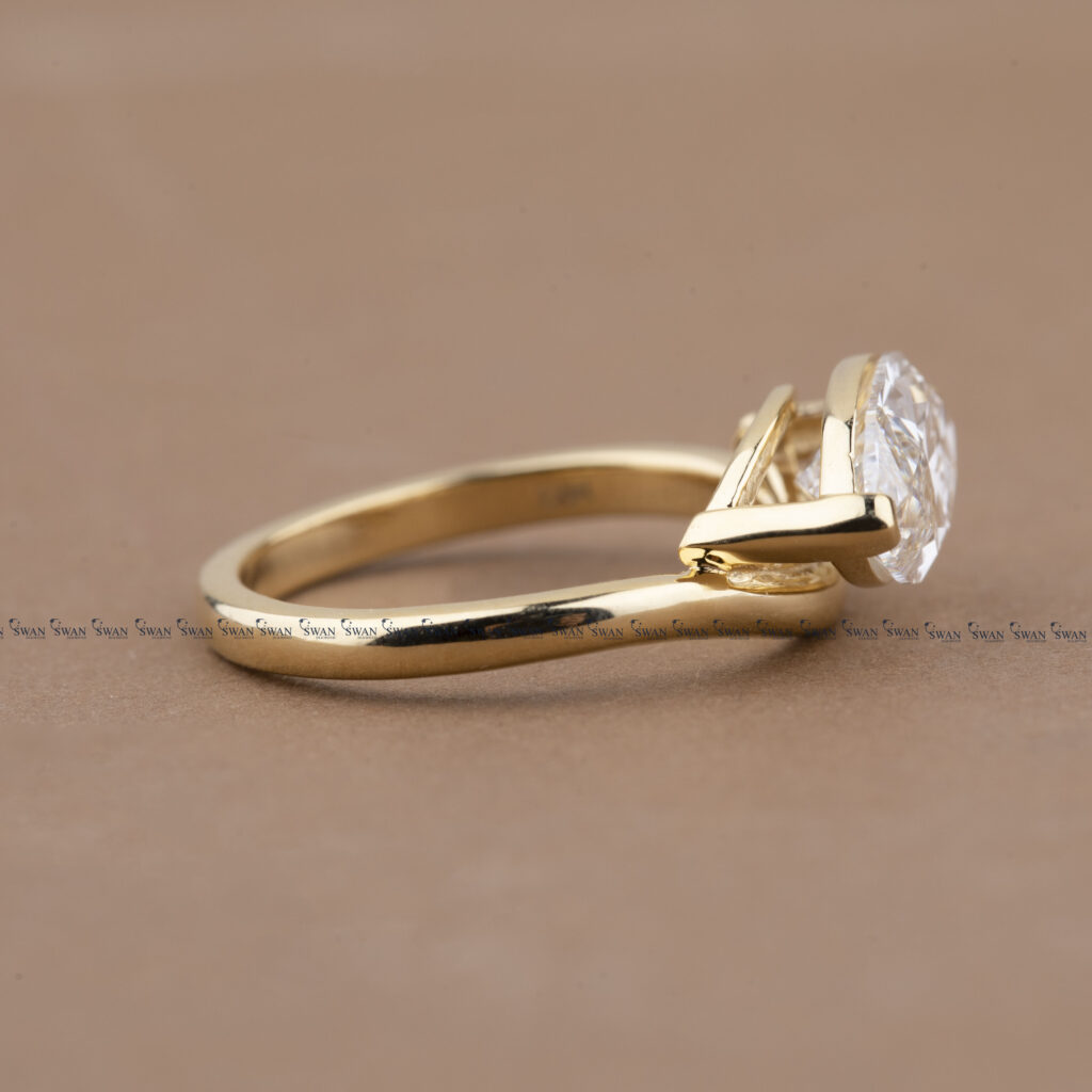 East West IGI Certified Marquise Lab Grown Diamond Solitaire Pinky Finger Ring