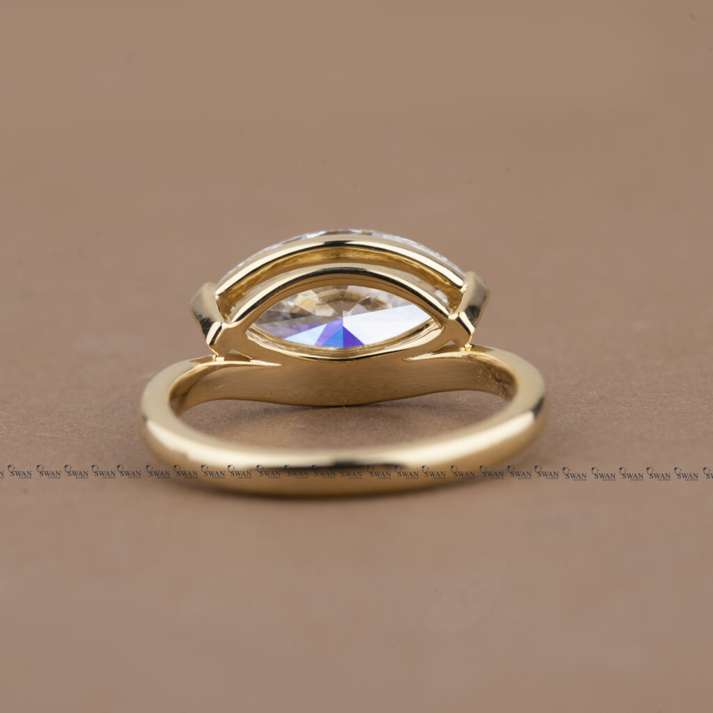 East West IGI Certified Marquise Lab Grown Diamond Solitaire Pinky Finger Ring