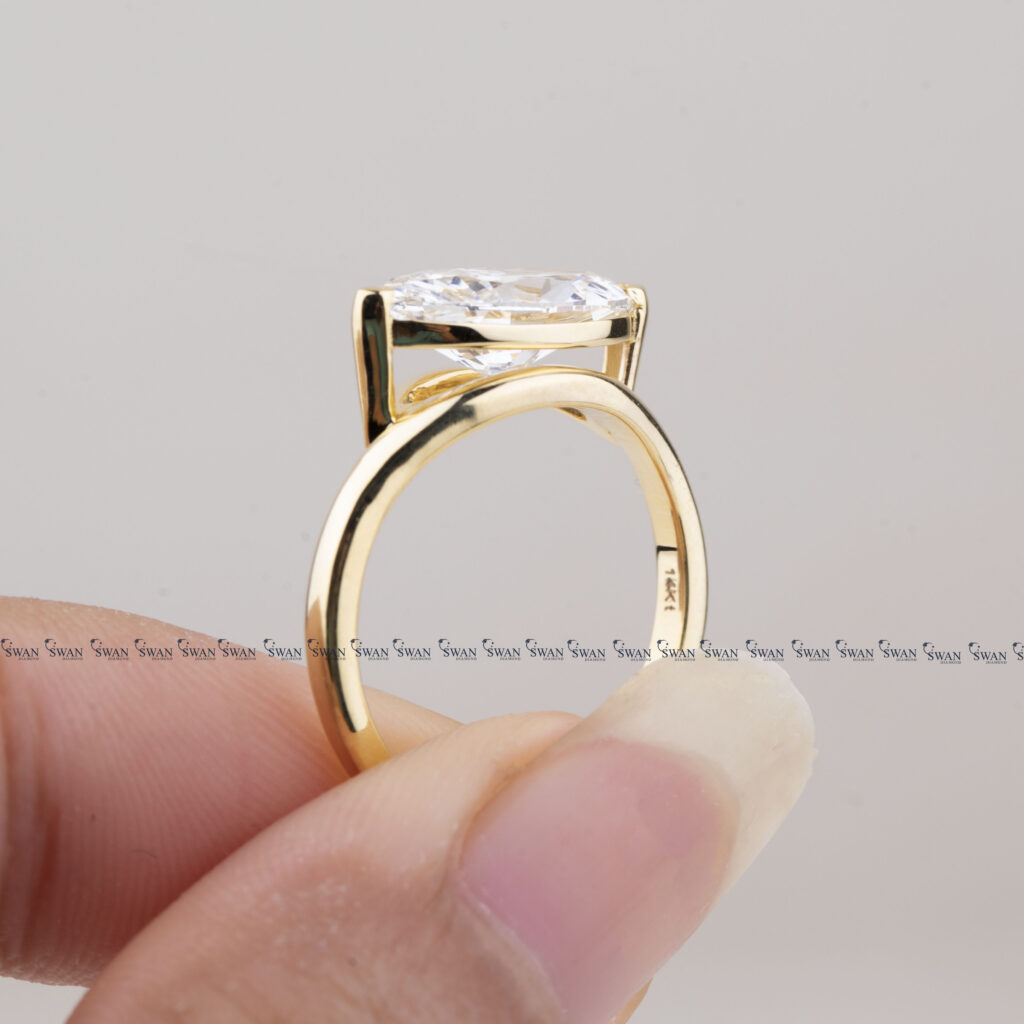 East West IGI Certified Marquise Lab Grown Diamond Solitaire Pinky Finger Ring