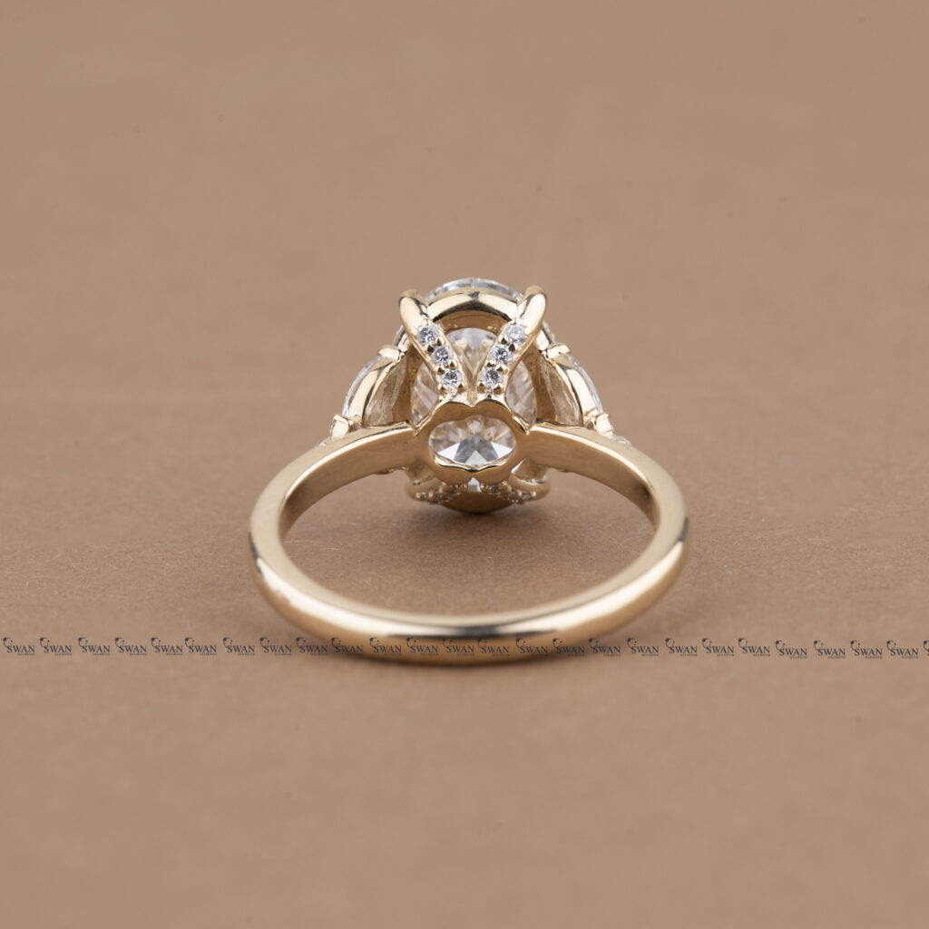 Oval Cut Lab Grown Diamond Engagement Ring Cluster Setting Ring