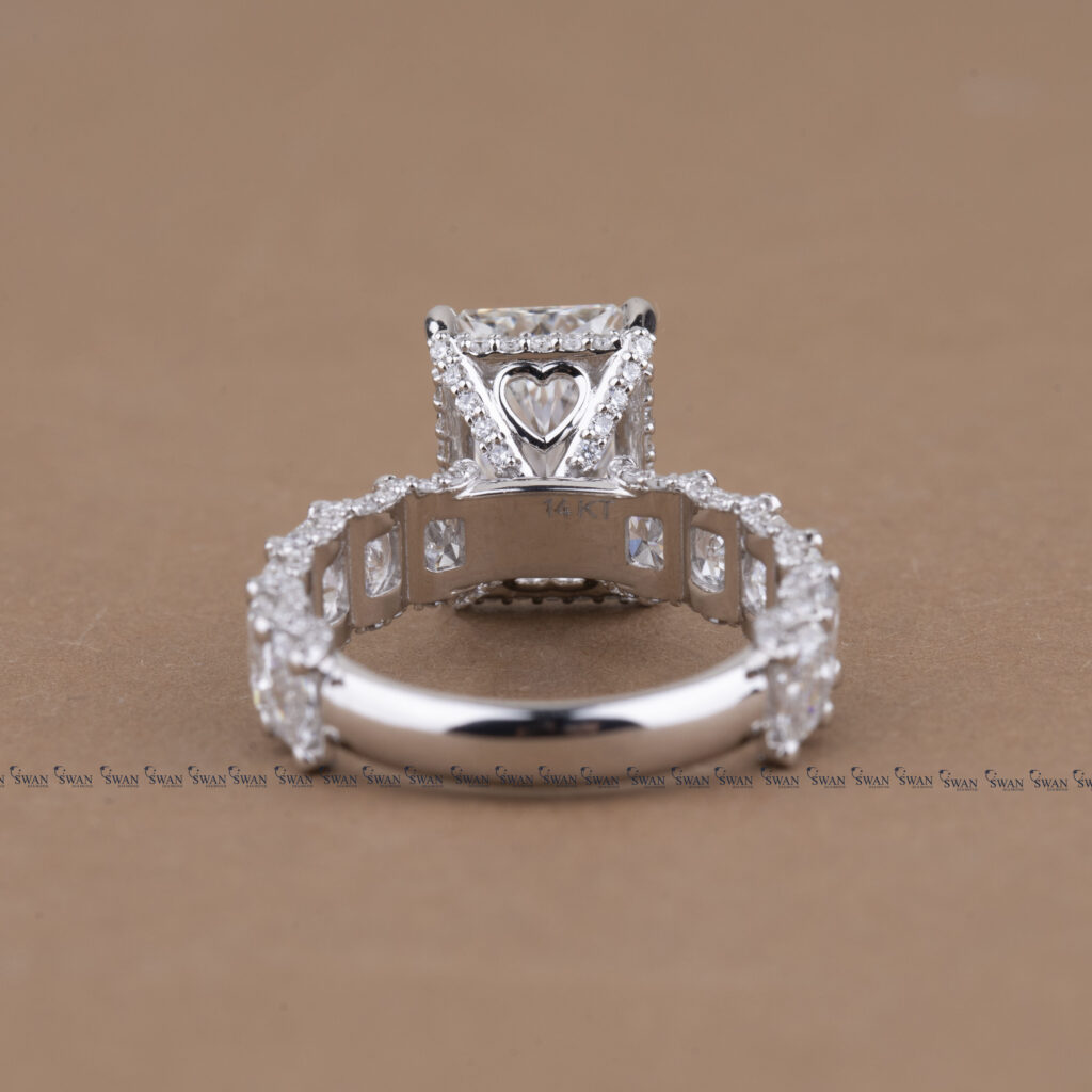 Cocktail IGI Certified Radiant Cut Luxury Engagement Ring With Side Radiant Band