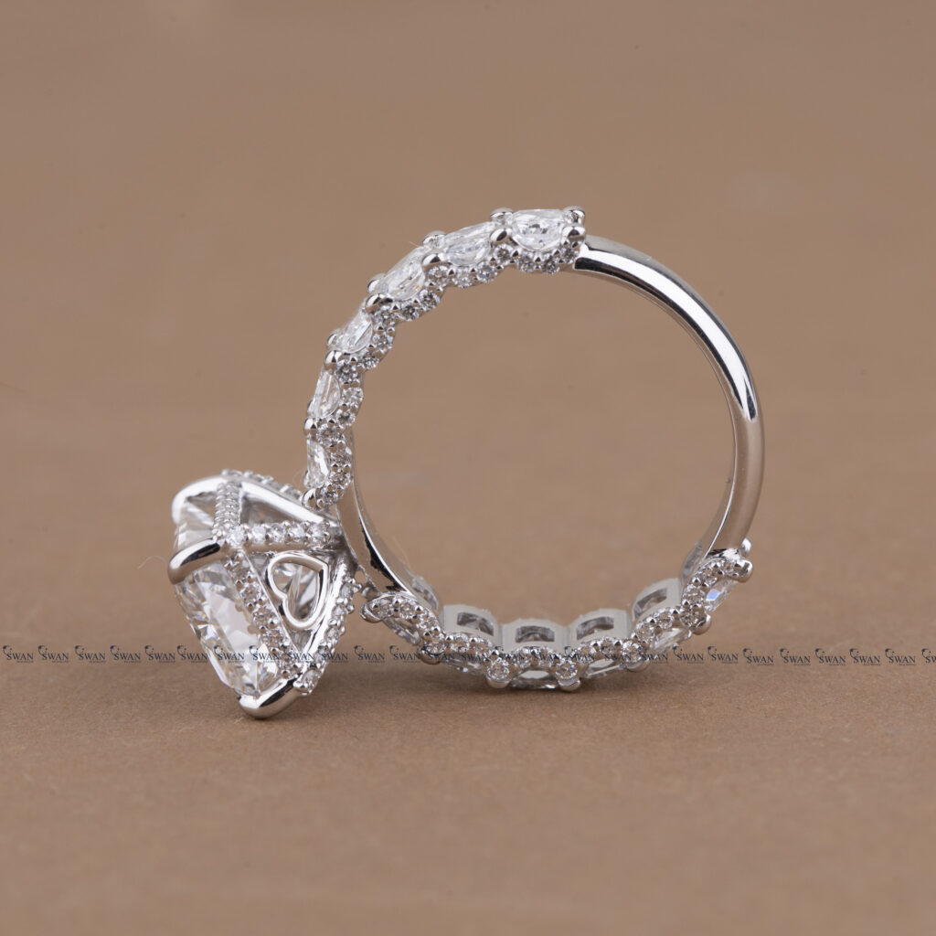 Cocktail IGI Certified Radiant Cut Luxury Engagement Ring With Side Radiant Band