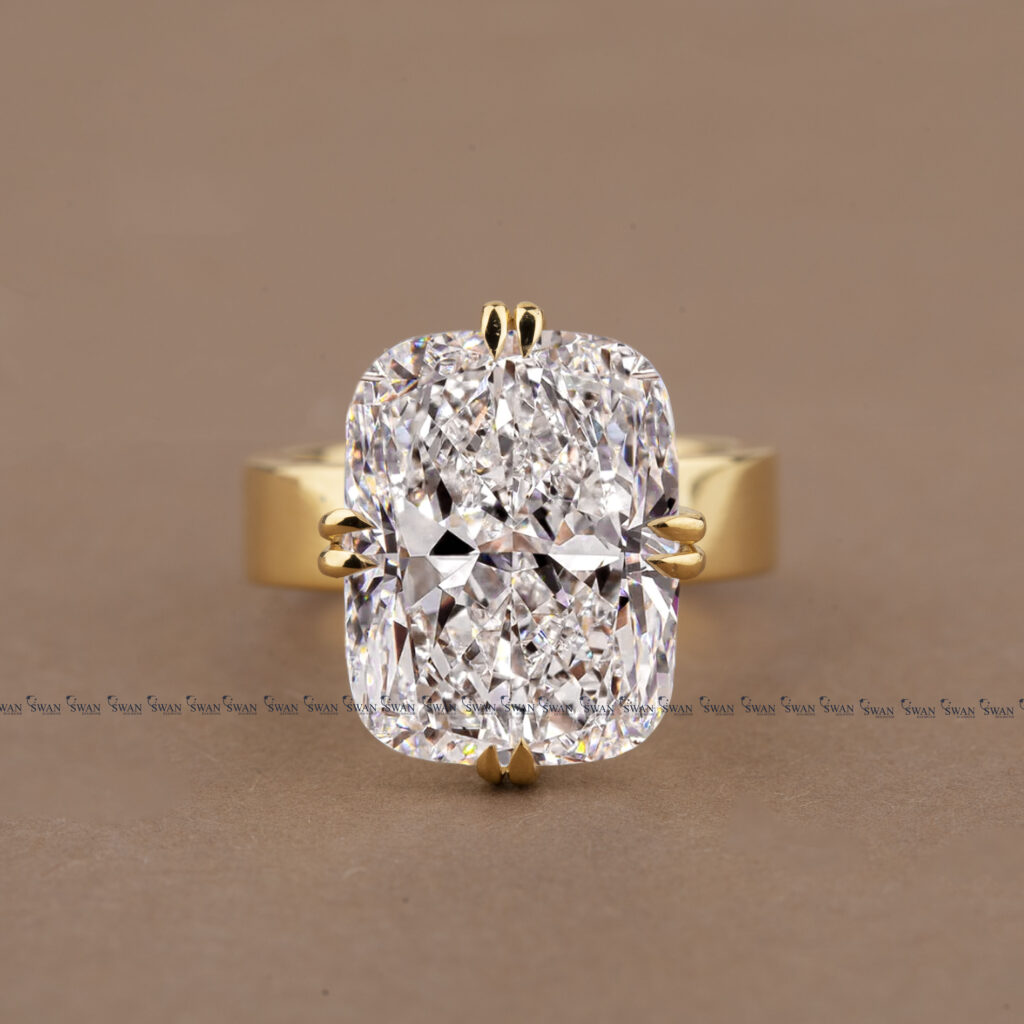 Iced Crushed IGI Certified Cushion Cut Lab Grown Diamond Engagement Ring Compass Prong Setting