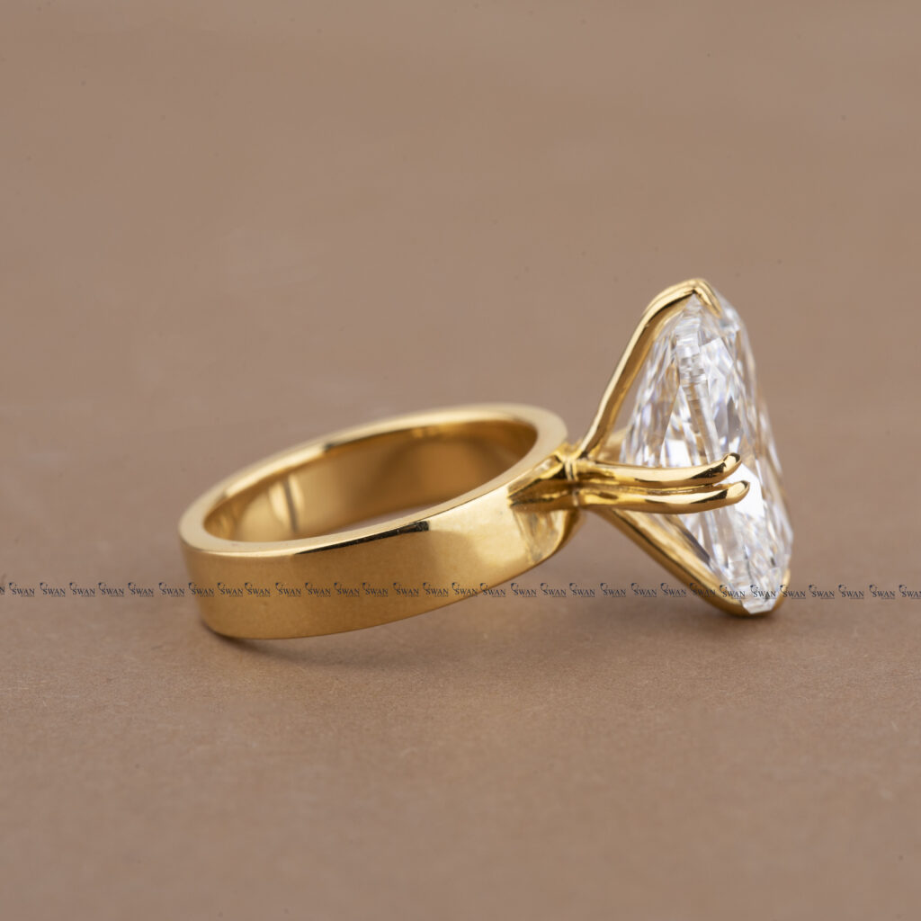 Iced Crushed IGI Certified Cushion Cut Lab Grown Diamond Engagement Ring Compass Prong Setting