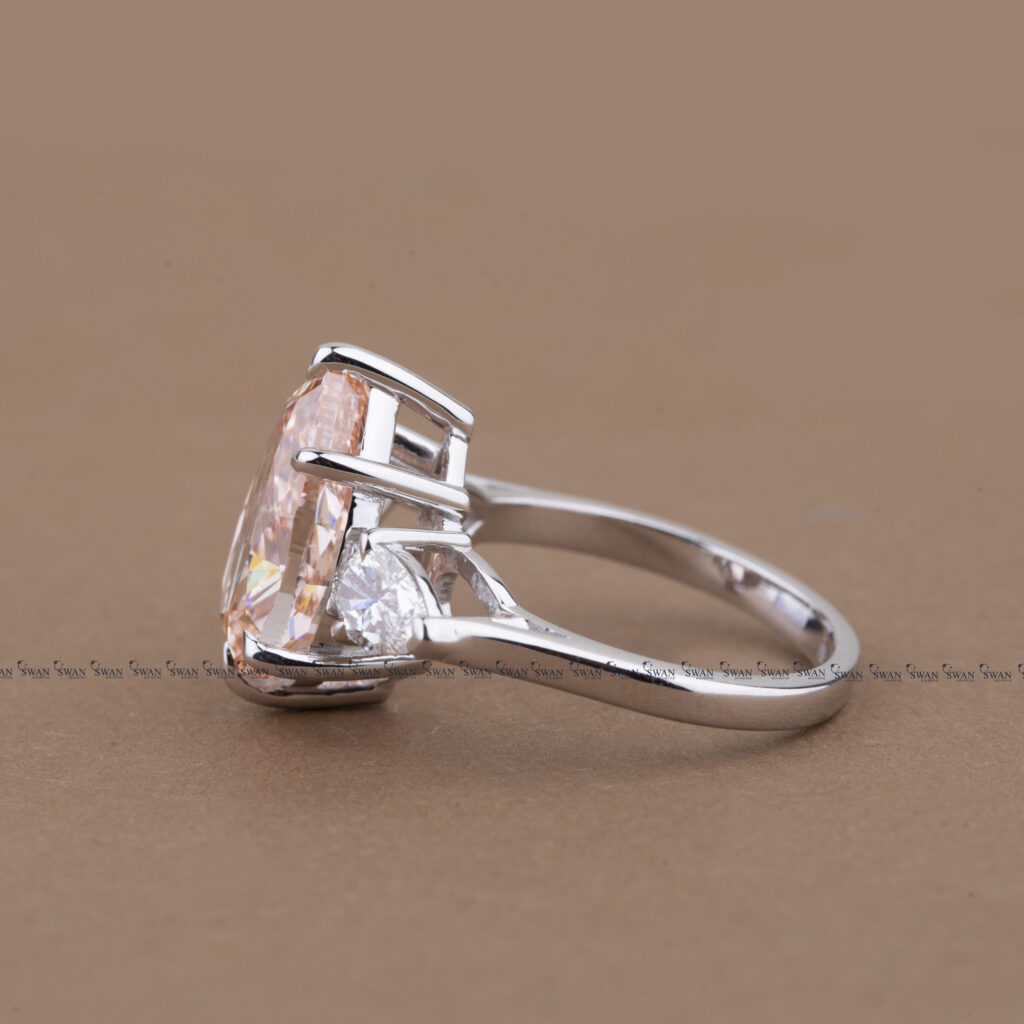 Pink Pear Lab Grown Diamond Three Stone Engagement Ring For Women Igi Certified Diamond