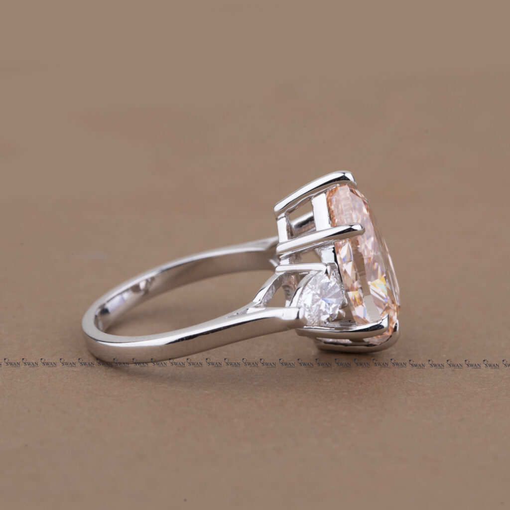 Pink Pear Lab Grown Diamond Three Stone Engagement Ring For Women Igi Certified Diamond