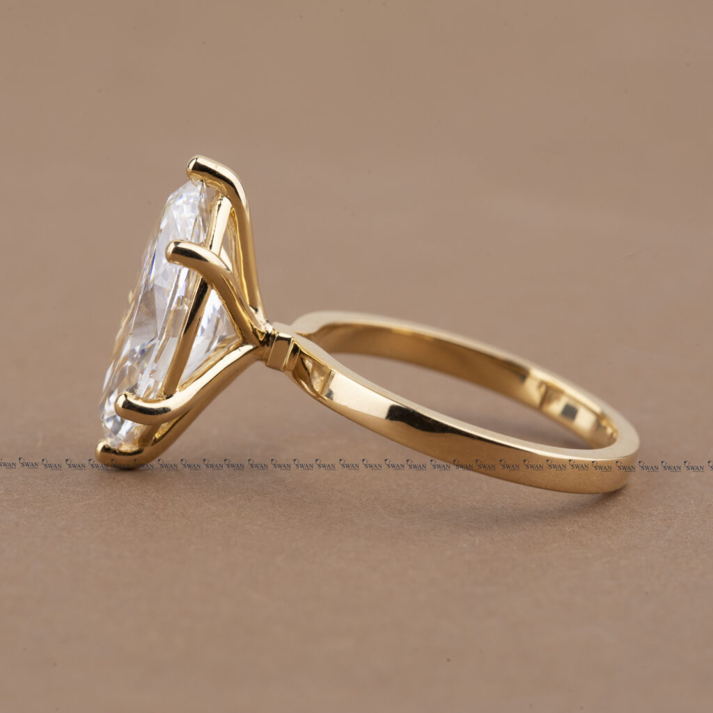 Marquise Cut Solitaire Lab Grown IGI Certified Diamond Proposal Ring In Yellow Gold