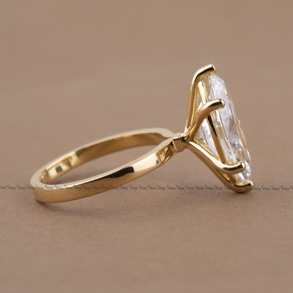 Marquise Cut Solitaire Lab Grown IGI Certified Diamond Proposal Ring In Yellow Gold