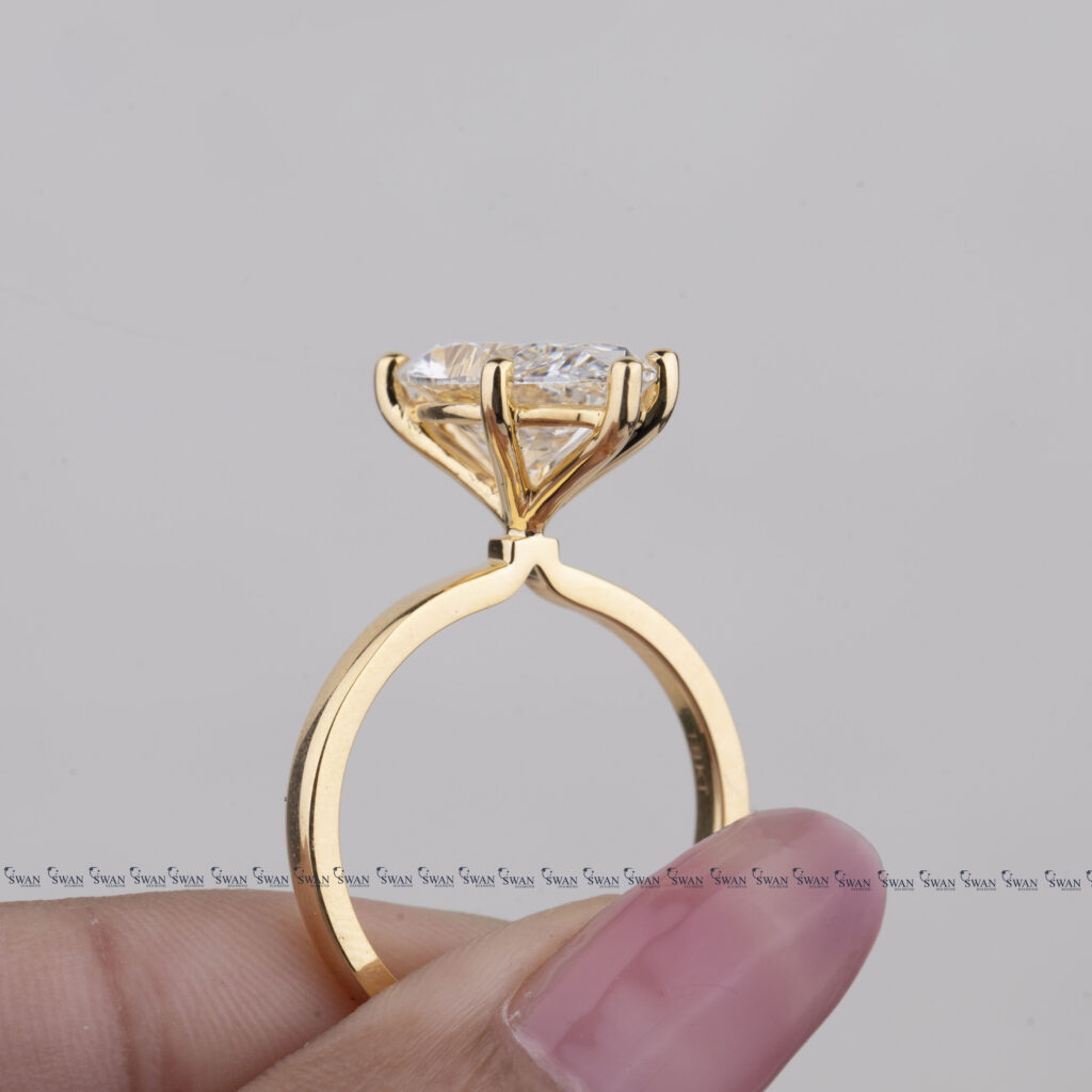 Marquise Cut Solitaire Lab Grown IGI Certified Diamond Proposal Ring In Yellow Gold