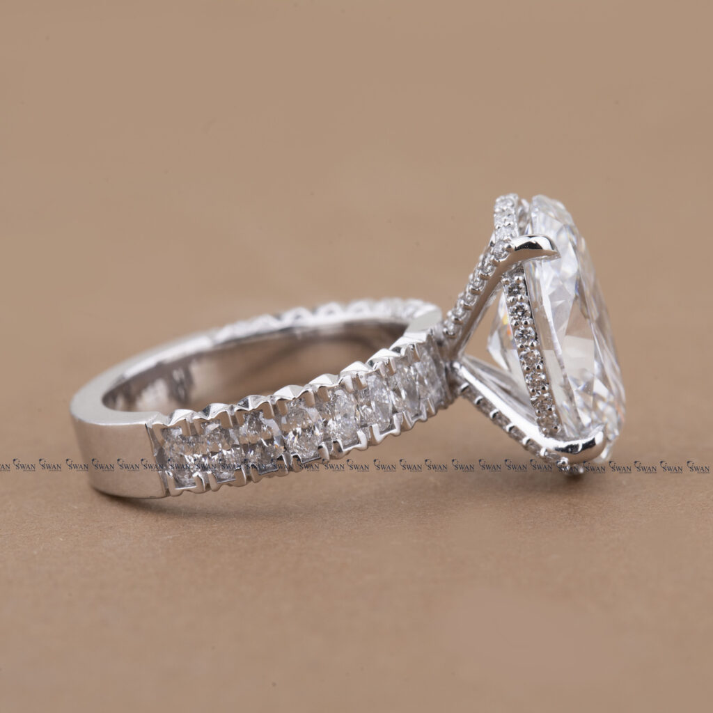 Oval Cut Lab Grown Diamond Engagement Ring With Pave Band – Custom Iniatial Ring