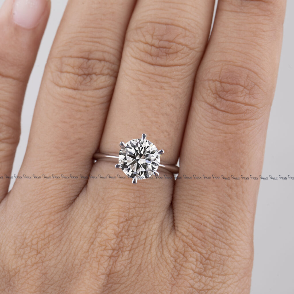 IGI Certified Round Cut Lab Grown Diamond Knif Edge Band Ring In Platinum