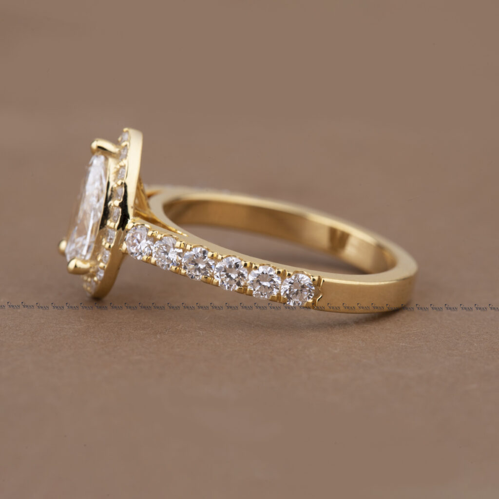 IGI Certified Lab Grown Pear Cut Halo Pave Engagement Ring Anniversary Gifts