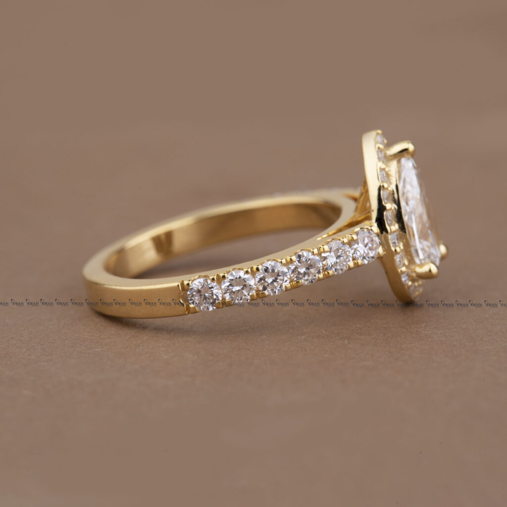 IGI Certified Lab Grown Pear Cut Halo Pave Engagement Ring Anniversary Gifts