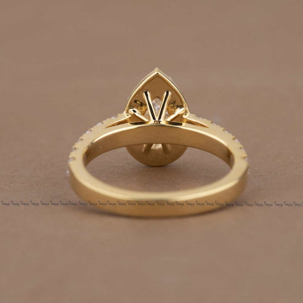 IGI Certified Lab Grown Pear Cut Halo Pave Engagement Ring Anniversary Gifts