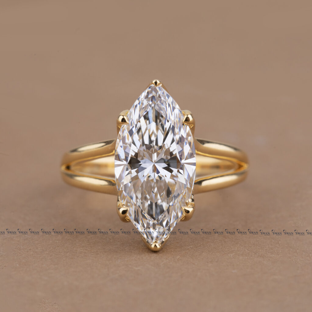 IGI Certified 3 Carat Marquise Lab Grown Diamond Engagement Ring Tulip Set Design