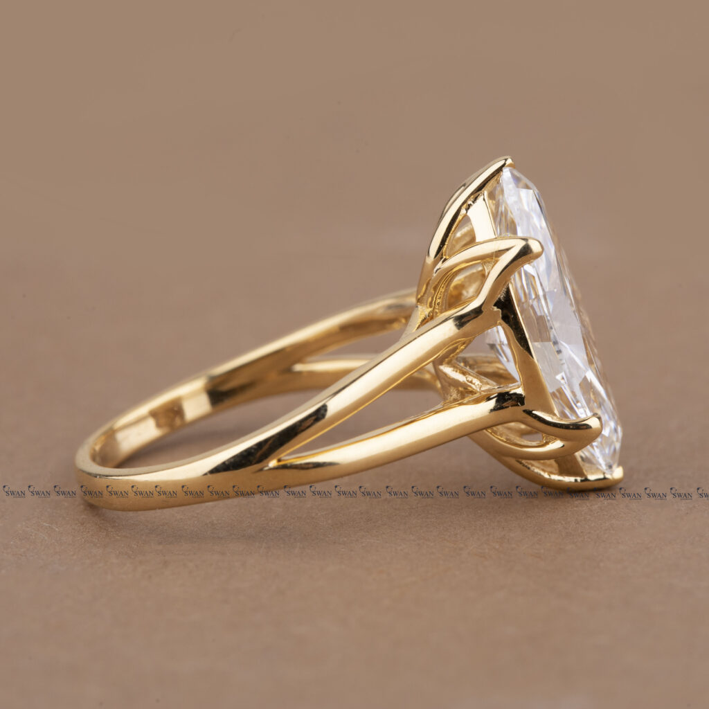 IGI Certified 3 Carat Marquise Lab Grown Diamond Engagement Ring Tulip Set Design