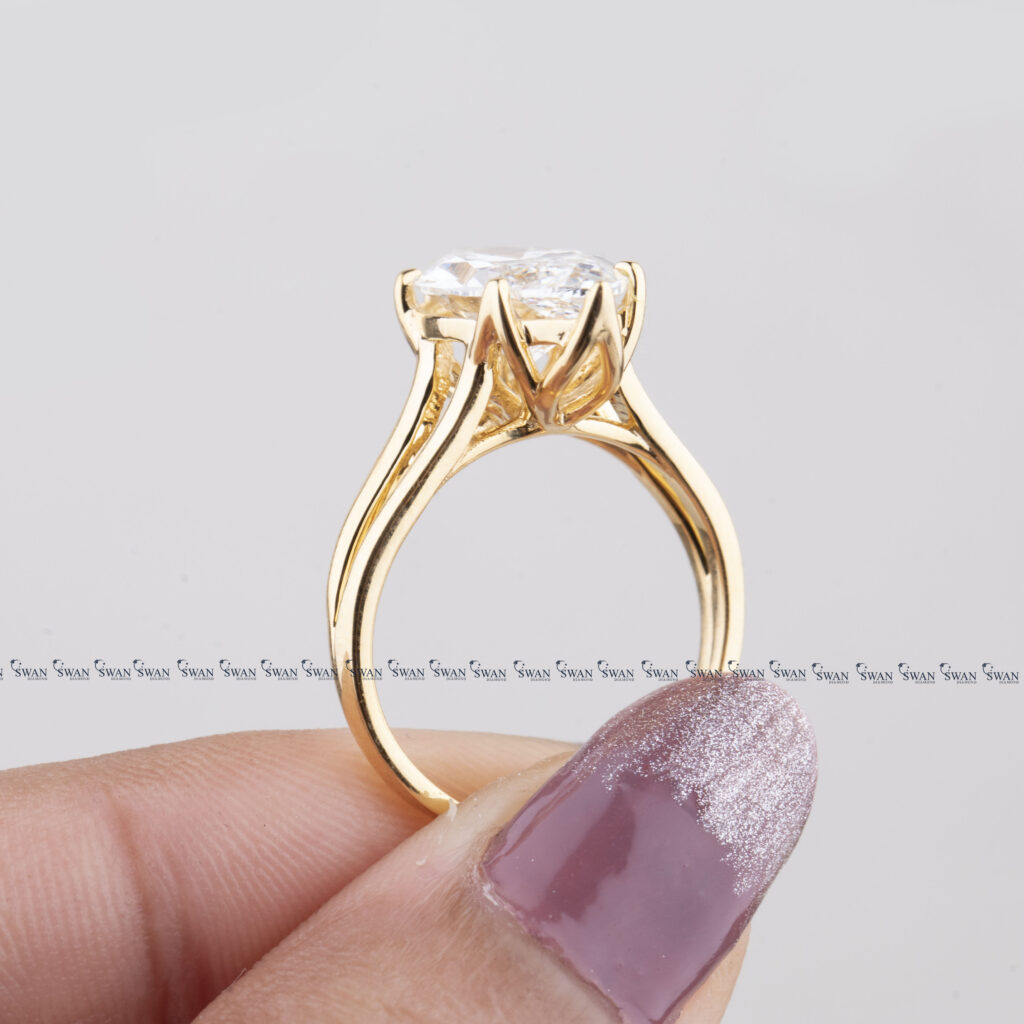 IGI Certified 3 Carat Marquise Lab Grown Diamond Engagement Ring Tulip Set Design