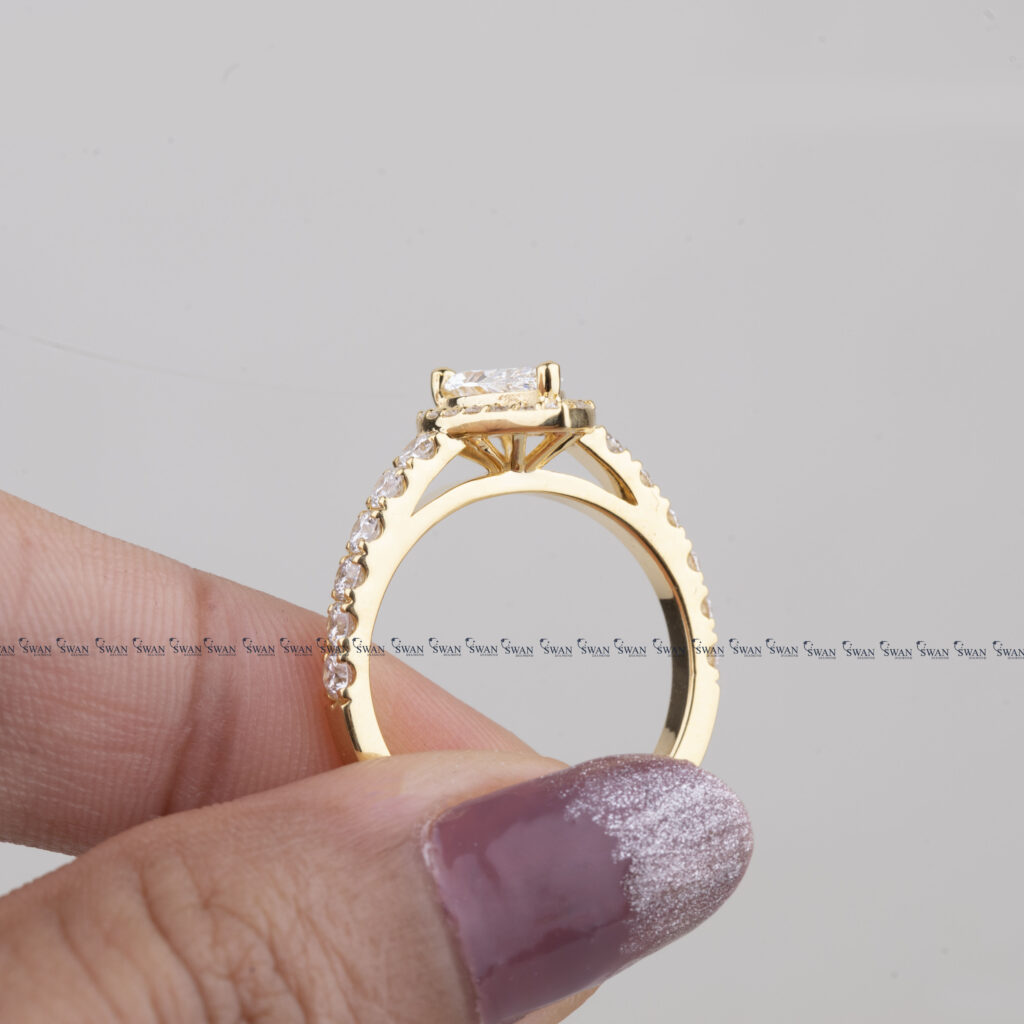 IGI Certified Lab Grown Pear Cut Halo Pave Engagement Ring Anniversary Gifts