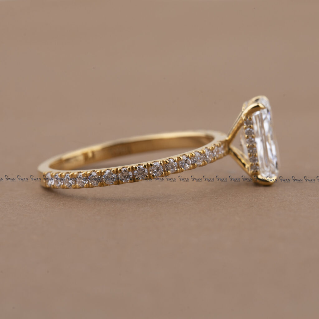 Radiant Cut IGI Certified Lab Grown Diamond Engagement Ring Hidden Halo Pave Band