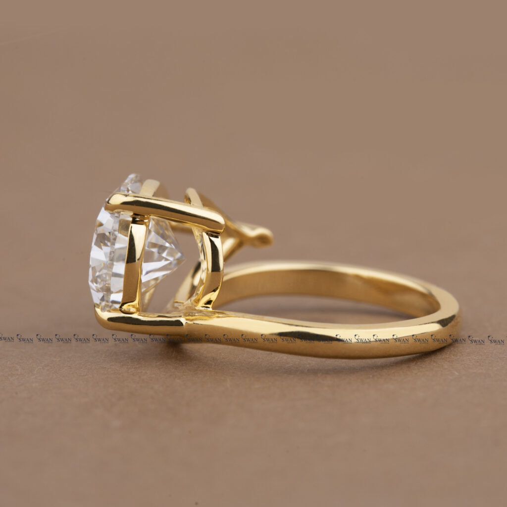 East West IGI Certified Pear Lab Grown Diamond Pink Finger Ring Or Proposal Ring