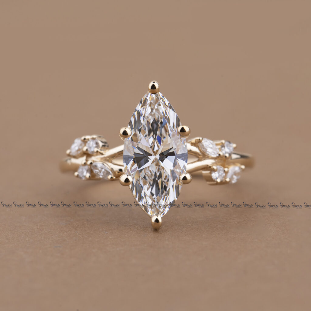 Nature Inspired Marquise Lab Grown Diamond Engagement Ring For Women
