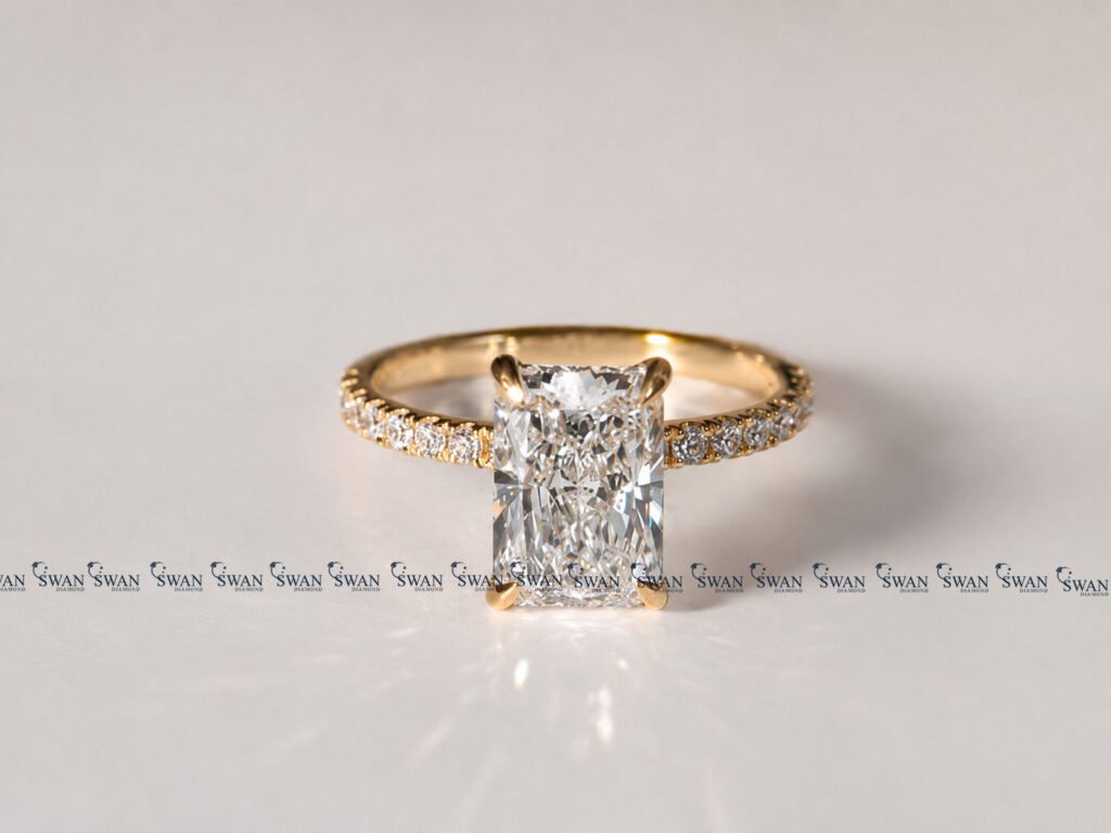 IGI Certified Lab Grown Diamond Hidden Halo With Pave Band Ring For Engagement