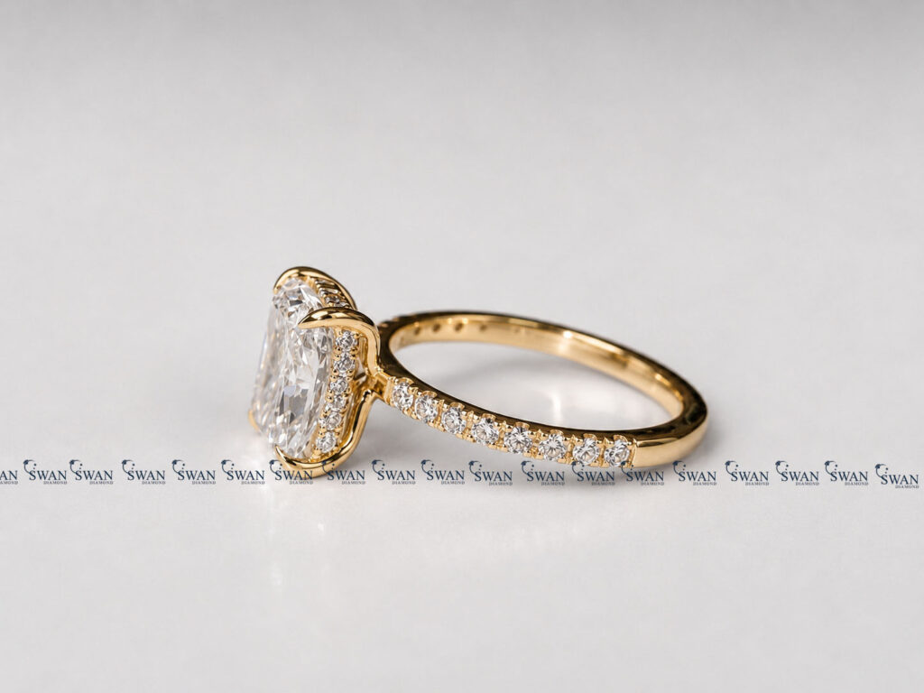 IGI Certified Lab Grown Diamond Hidden Halo With Pave Band Ring For Engagement