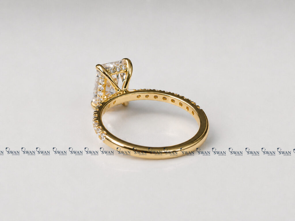 IGI Certified Lab Grown Diamond Hidden Halo With Pave Band Ring For Engagement