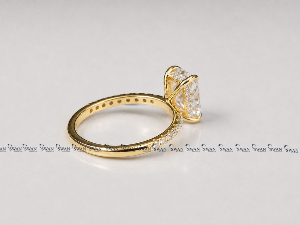 IGI Certified Lab Grown Diamond Hidden Halo With Pave Band Ring For Engagement