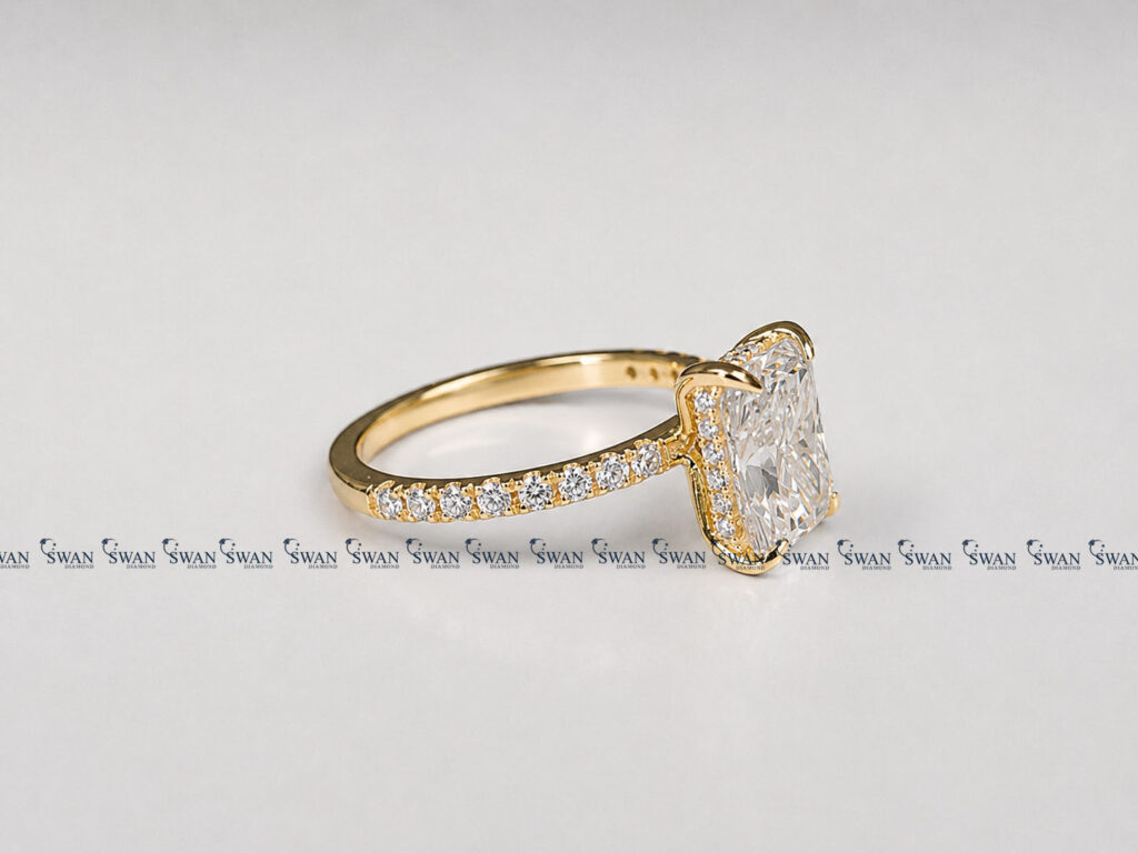 IGI Certified Lab Grown Diamond Hidden Halo With Pave Band Ring For Engagement