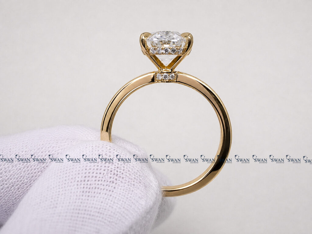 IGI Certifed Unique Hidden Halo Oval Cut Solitaire Lab Grown Diamond Engagment Ring