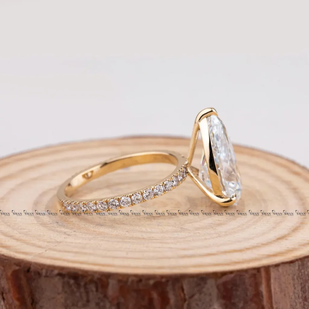Pear Cut lab grown IGI Engagement Ring, Teardrop Solitaire Ring, Hidden Halo Bridal Ring, Elegant Promise Ring,