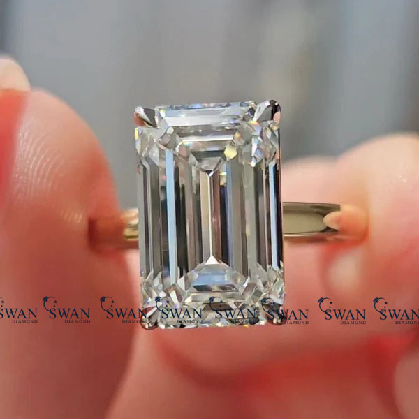 IGI Certified Solitaire Emerlad Cut Lab Grown Diamond Engagement Ring