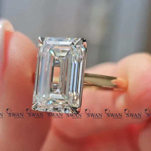IGI Certified Solitaire Emerlad Cut Lab Grown Diamond Engagement Ring