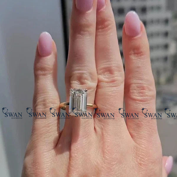 IGI Certified Solitaire Emerlad Cut Lab Grown Diamond Engagement Ring